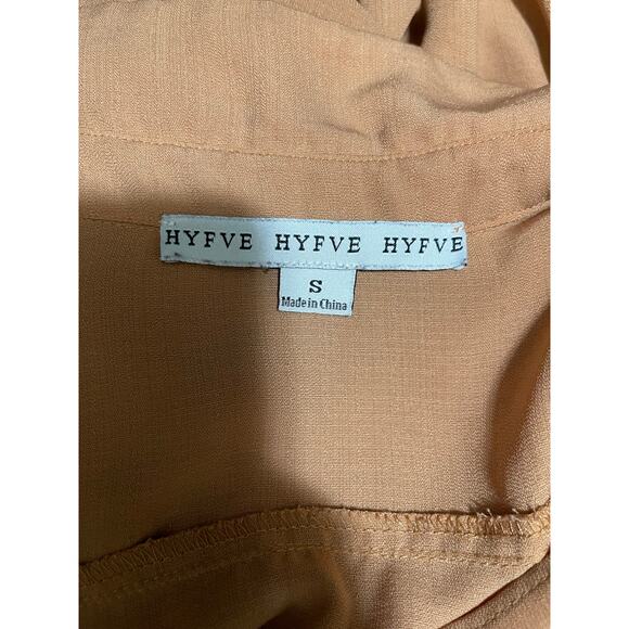 Hyfve Size Small Terracotta Brown Long Sleeve Collared Blouse - Picture 2 of 7